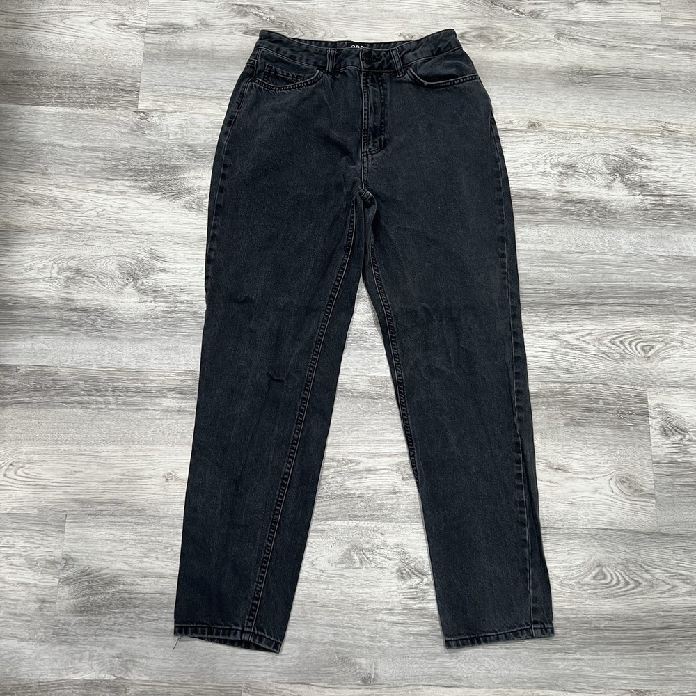 BDG Urban OF High Waisted Mom Jeans Black Wash Distressed Denim Pants‎ Size 28